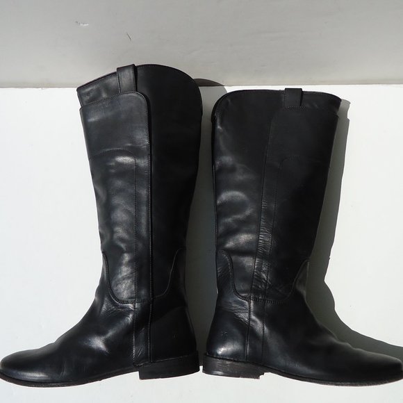 SIZE 7 B. FRYE Paige tall riding black leather boots. - Picture 15 of 16